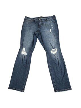 Torrid Premium Boyfriend Jeans Women's 20R Distressed Dark Wash Casual Stretch